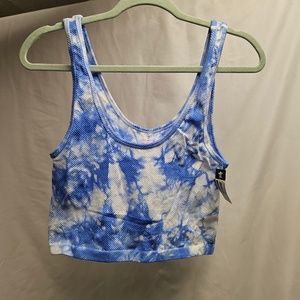 3for$25 blue white tie dye tank cami crop bra scoop neck NWT splatter